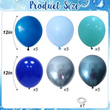 Blue Balloon Set Metallic Chrome Latex Balloons for Birthday Wedding Ocean Party Decor