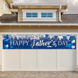 Happy Father's Day I Love Dad Banner Backdrop Blue Silver Glitter Garland Photo Decorations