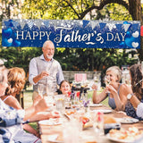 Happy Father's Day I Love Dad Banner Backdrop Blue Silver Glitter Garland Photo Decorations
