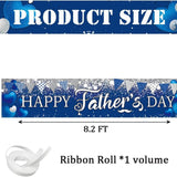 Happy Father's Day I Love Dad Banner Backdrop Blue Silver Glitter Garland Photo Decorations