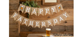 Rustic Burlap Happy Father's Day Banner with Beer Mug Pre-Strung Farmhouse Party Decorations