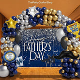 Father's Day Balloon Garland Arch Kit: Navy Blue, Silver, Gold Decorations, Backdrop
