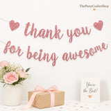 Rose Gold Glitter "Thank You" Banner – Party Decor