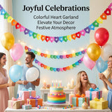 6 Pack Rainbow Heart Garland Banner 60 Ft Colorful Hanging Party Decorations
