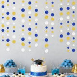 Royal Blue Gold White Polka Dot Garland Hanging Paper Circle Streamer Party Decor