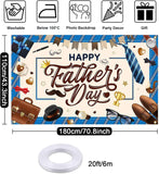 Happy Father's Day Blue Backdrop Banner, Dad Photography Party Decorations
