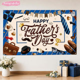 Happy Father's Day Blue Backdrop Banner, Dad Photography Party Decorations