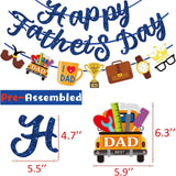 Happy Father's Day Blue Glitter Banner Pre-Assembled Party Decorations for Home Celebration