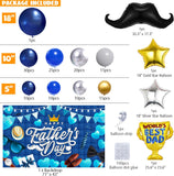 Happy Father's Day Balloon Garland Arch Kit with Backdrop Banner – Navy, Silver, Gold