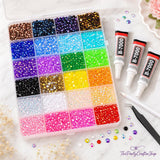 34000PCS Resin Jelly Rhinestones Kit 3mm Flatback Gems with B7000 Glue for Crafts Nail Art