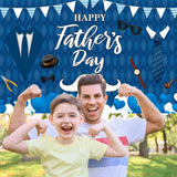 Happy Father's Day Blue Backdrop Banner 71x43 Inch Polyester Party Decorations for Dad