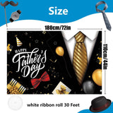 Happy Father's Day Black Gold Tuxedo Tie Backdrop Banner 71x43 Inch Party Decorations