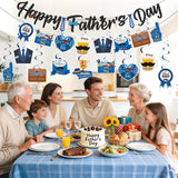 20PCS Father's Day Decorations Set Glitter Banner Hanging Swirls Blue Theme Party Supplies