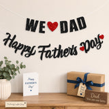 Happy Father's Day We Love Dads Black Glitter Banner Pre-Strung Garland Party Decorations