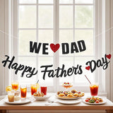 Happy Father's Day We Love Dads Black Glitter Banner Pre-Strung Garland Party Decorations