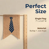 Rustic Burlap Happy Father's Day Banner with Tie Design Party Backdrop Decorations for Dad