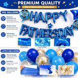 41PCS Father's Day Decorations Set Super Dad Trophy Balloon Banner Blue Theme Party Supplies
