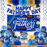 Father's Day Decorations Set Banner Backdrop Balloons Honeycombs Swirls Cake Topper Party Supplies