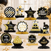Gold Black Birthday Table Centerpieces 12 Pcs Honeycomb Party Decorations