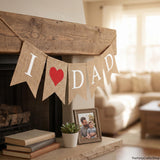I Love Dad Burlap Banner Happy Father's Day Hanging Decorations Birthday Party Supplies