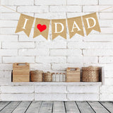 I Love Dad Burlap Banner Happy Father's Day Hanging Decorations Birthday Party Supplies