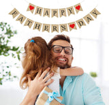 Happy Father's Day Burlap Banner Bunting Flag Garland Party Decorations Photo Backdrop for Dad