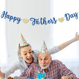 Happy Father's Day Glitter Blue Banner Garland Decorations for Dad Papa Party Supplies