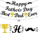 Black Glitter Father's Day Banner: Happy Day, Dad Ever Decorations