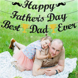 Black Glitter Father's Day Banner: Happy Day, Dad Ever Decorations