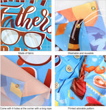 Happy Father's Day Blue Fabric Backdrop Banner with Tie & I Love You Dad Design 185x110cm