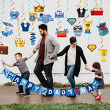 25PCS Father's Day Hanging Decorations Set Happy Dad's Day Banner & Ceiling Swirls Party Supplies