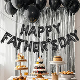 Black Happy Father's Day Balloon Banner Set Party Decorations with Backdrop for Dad Celebration
