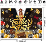 7x5FT Happy Father's Day Backdrop I Love Dad Black Gold Balloons Best Dad Ever Photo Booth Banner