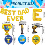 Best Dad Father's Day Balloon Decoration Set Trophy Drill Hammer Foil Balloons Golden Party Supplies