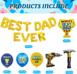 Best Dad Father's Day Balloon Decoration Set Trophy Drill Hammer Foil Balloons Golden Party Supplies