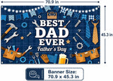 Large Happy Father's Day Backdrop Banner 70.9x45.3 Inch Blue Party Decorations Photo Background