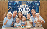 Large Happy Father's Day Backdrop Banner 70.9x45.3 Inch Blue Party Decorations Photo Background