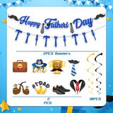 32PCS Happy Father's Day Banner & Hanging Swirls Decoration Set Party Supplies for Dad Birthday
