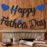 Happy Father's Day Black Glitter Banner We Love Dad Thanks Dad Pre-Assembled Garland Decorations