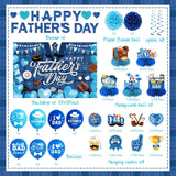 Blue Happy Father's Day Decoration Set Banner Backdrop Balloons Hanging Swirls Centerpieces
