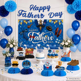 Father's Day Decoration Set Banner Backdrop Hanging Swirls Honeycomb Centerpieces Best Dad Ever Party Supplies