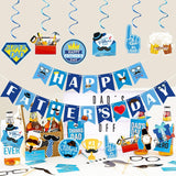 Happy Father's Day Banner & Hanging Swirls Decorations Set Party Supplies for Home Celebration