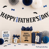 Happy Father's Day Black Glitter Banner Hanging Decorations for Home Office Party Celebrations