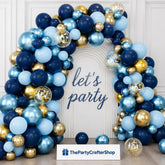 Navy Blue Gold Balloon Garland Arch Kit: Birthday, Wedding, Father's Day Party Decorations