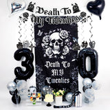 Death to My 20s 30th Birthday Decorations Set RIP to My 20s Banner Backdrop Balloons Sash Crown