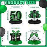 8PCS 50th Birthday Honeycomb Centerpieces Black Green Red Table Decorations Party Supplies