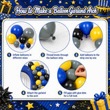 Black Yellow Grey Blue Balloon Arch Kit with Bat Stickers for Birthday Party Decorations