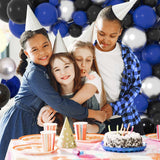 Navy Blue Black Silver Balloon Garland Kit: Men's Birthday, Graduation, Retirement Party Decor