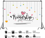 7x5ft Colorful Hearts Backdrop Friendship Day Photo Booth Banner Party Decor