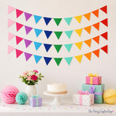 48 Pcs Rainbow Pennant Banner Colorful Triangle Bunting Flags Party Decor